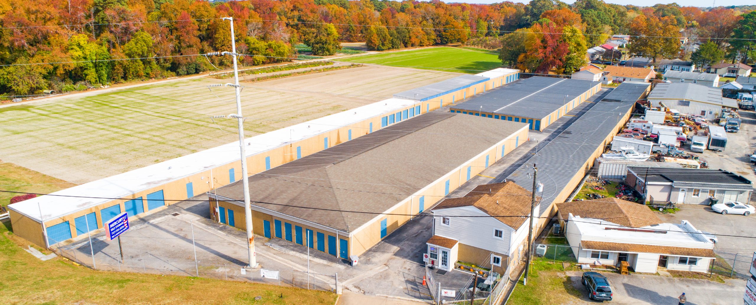 aerial view of self storage facility